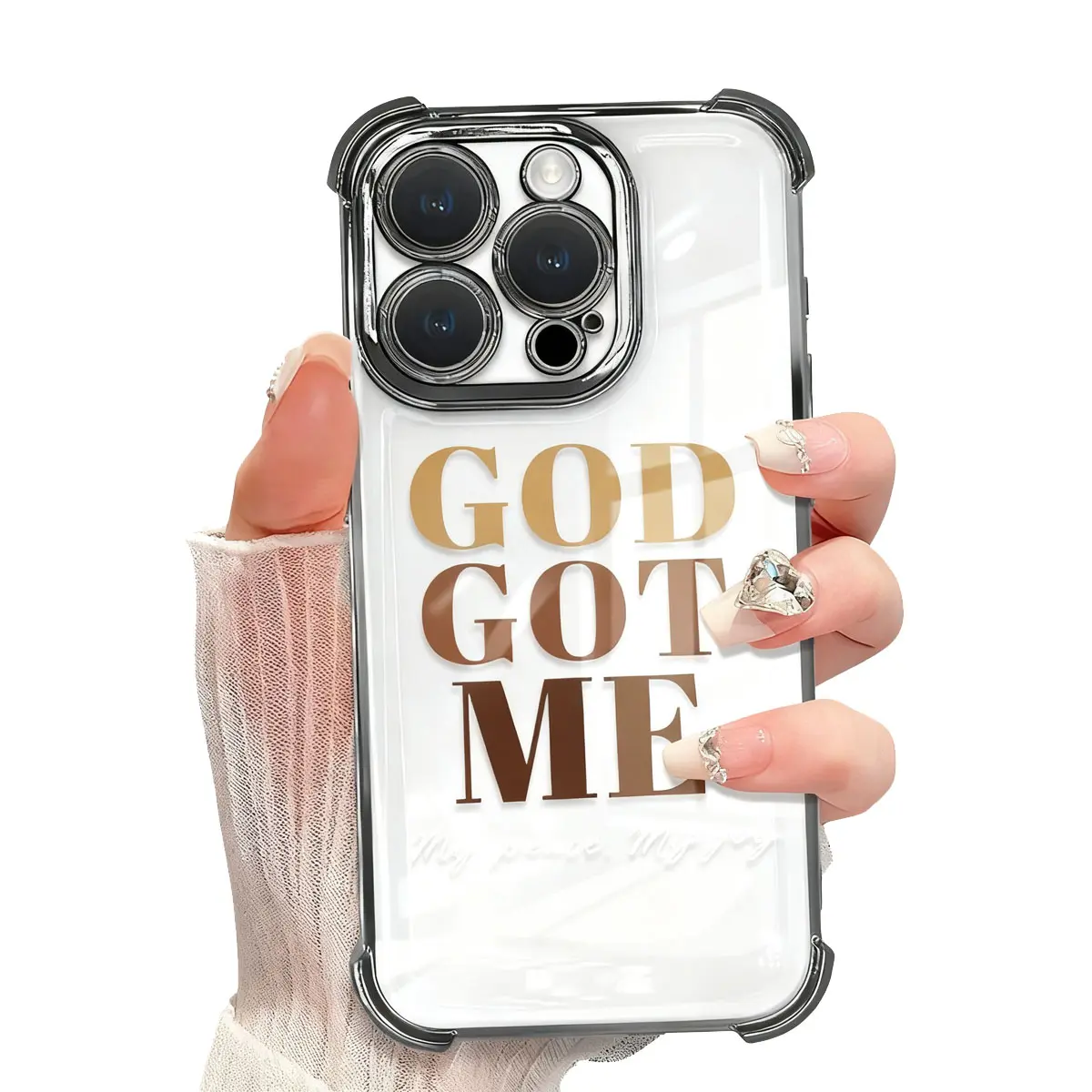 Faith-Inspired Custom Shockproof Smartphone Protective Cover, God Got Me Accessory - 3ft Anti-Drop TPU-PC Dual Layer Protector with Corner Airbag for iPhone 11-17 & Galaxy S21-S26 Devices