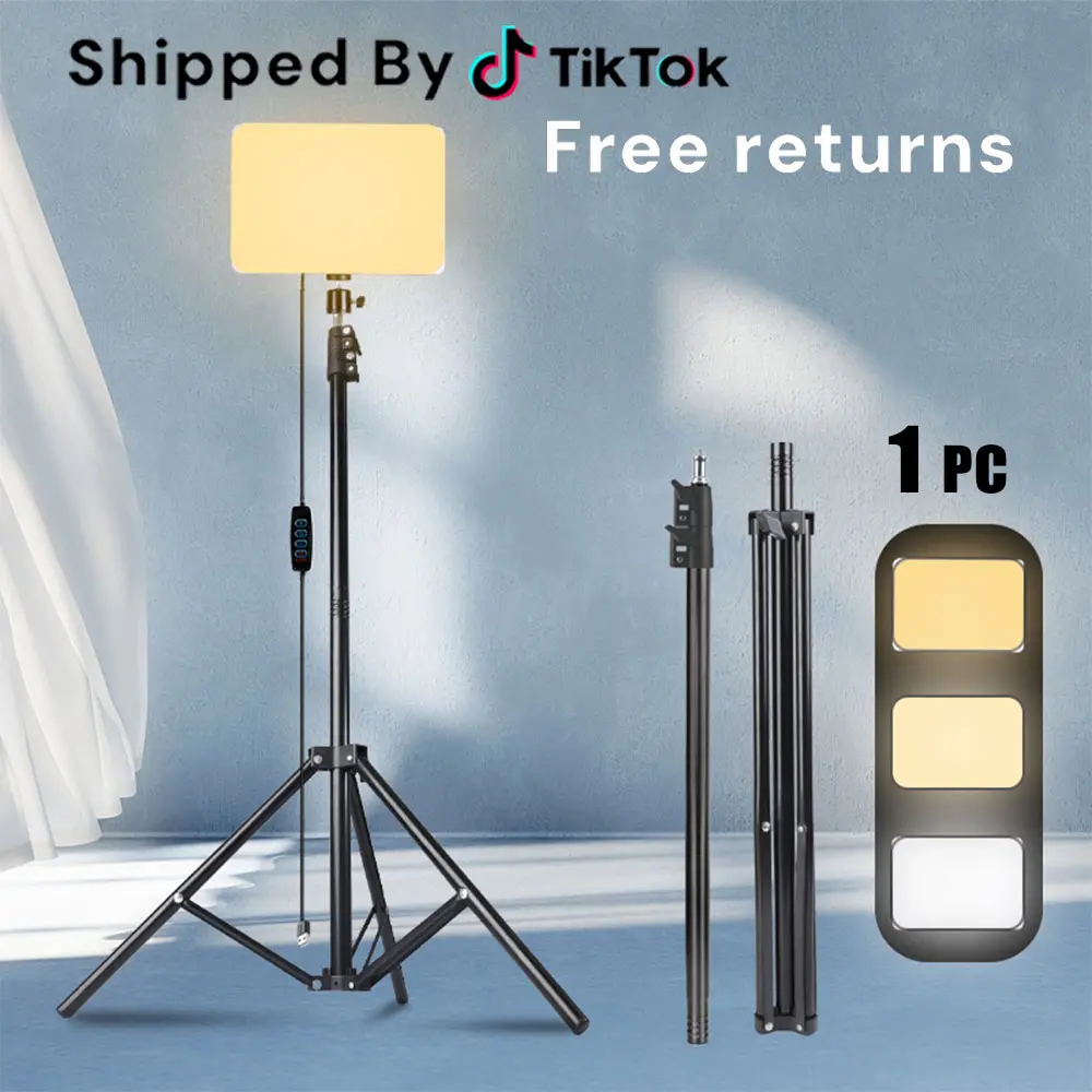 10 Inch Selfie Square Fill Light with 63" Adjustable Tripod, Portable Pro Lighting Kit, 3 Color Temperatures, 10-Level Brightness for Unisex Instagram Content Creation, Streaming#SummerWins#BackToSchoolDeal, Portable Lighting, Studio Lights