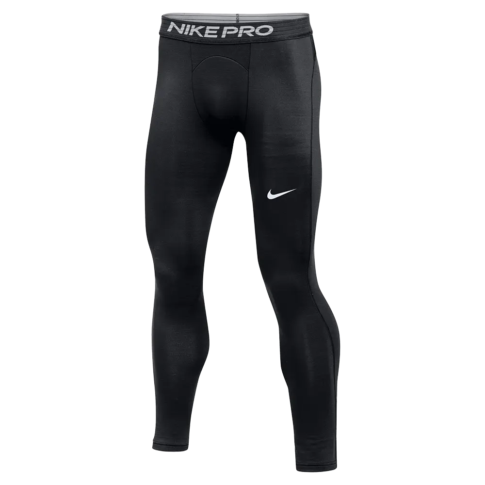 NIKE Men's Pro Warm Training Tights, 4-Way Stretch Polyester Mix with Ribbed Flex Panels for Enhanced Flexibility