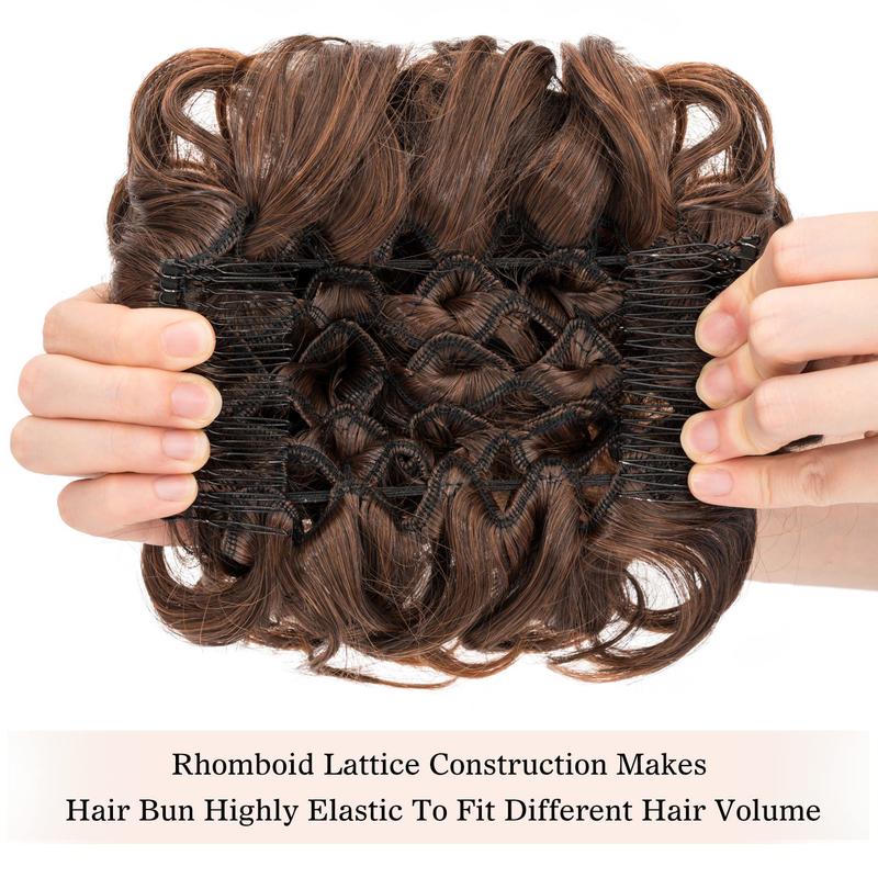 90G Short Messy Curly Hair Bun Extension Easy Stretch Synthetic Hair Combs Clip In Ponytail Extension Scrunchie Chignon Ponytail Hairpieces