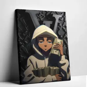 Money Inspired Anime Canvas Wall Art Print – Urban Hip-Hop Poster Decor for Modern Men’s Room, Streetwear Aesthetic Artwork for Bedroom, Gaming Setup & Apartment Decor