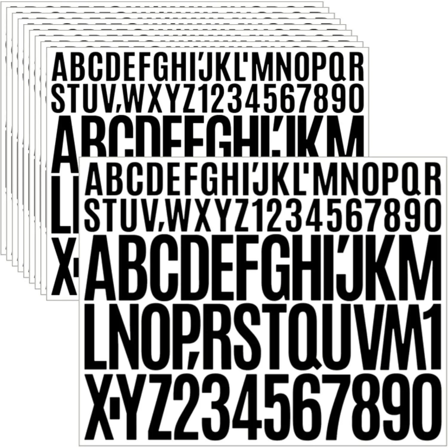 Personalized Classic Fonts Vinyl Letter/Number Stickers - 10 Sheets, 780-Count Self-Adhesive Alphabet for Labeling Mailbox, Metal Surfaces (Black, 1in & 2in)
