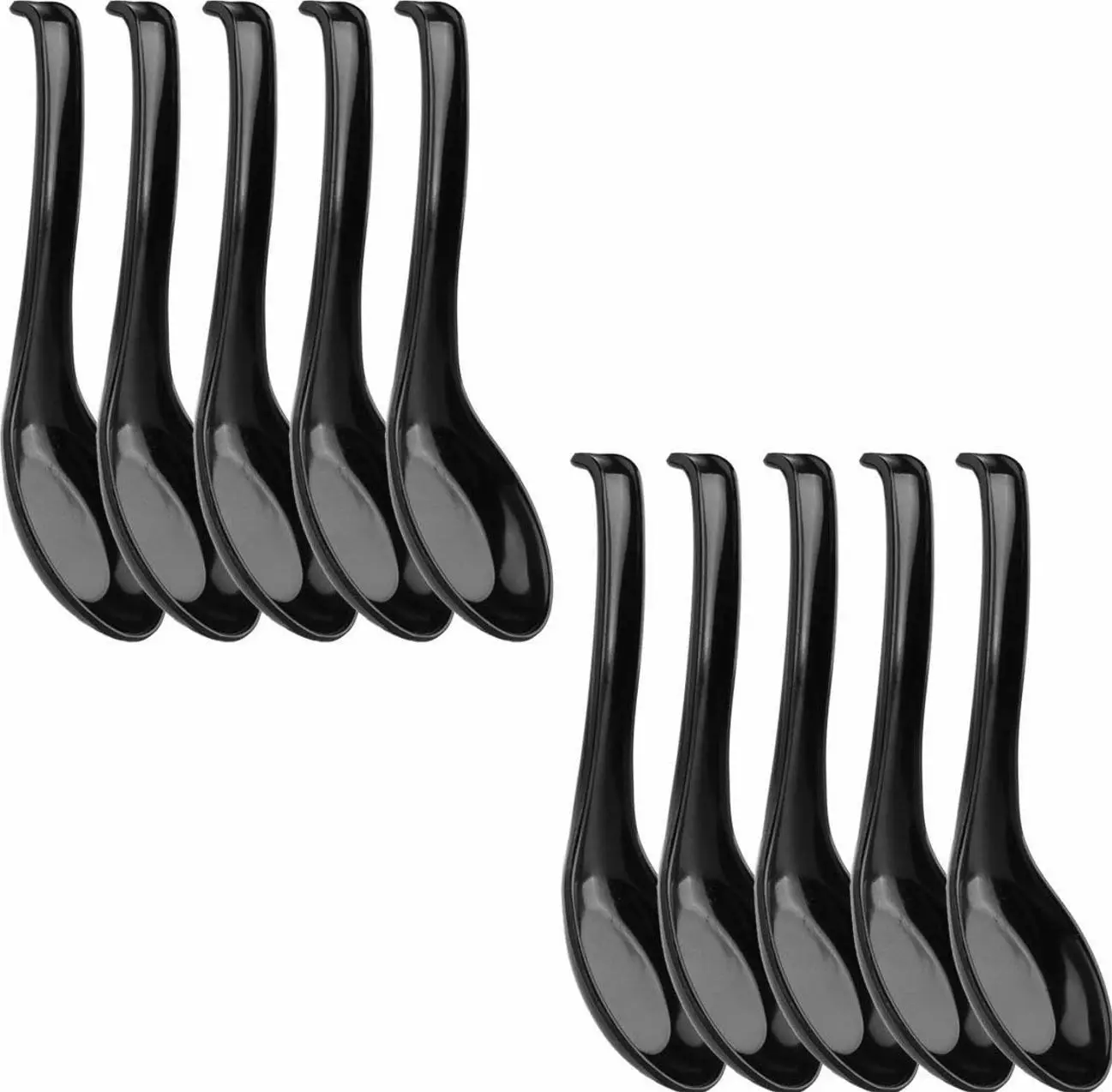 10Pcs Modern Plastic Soup Spoons with Long Handle and Hook for Restaurants Home Hotel Food Shop