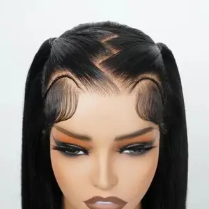 Yolissa Straight Zig Zag Part 13*4 Lace Frontal Wig 180% Density 16-22 Inch Pre Bleached Knots,Pre Cut Lace, Pre Plucked Pre Braid With Natural Hairline Newest Hairstylist Wig