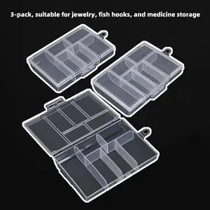 3pcs Transparent Plastic Storage Box, Portable Jewelry Organizer, Kitchen & Fishing Accessories, Bead & Screw Holder, Lure Box, Jewelry Case