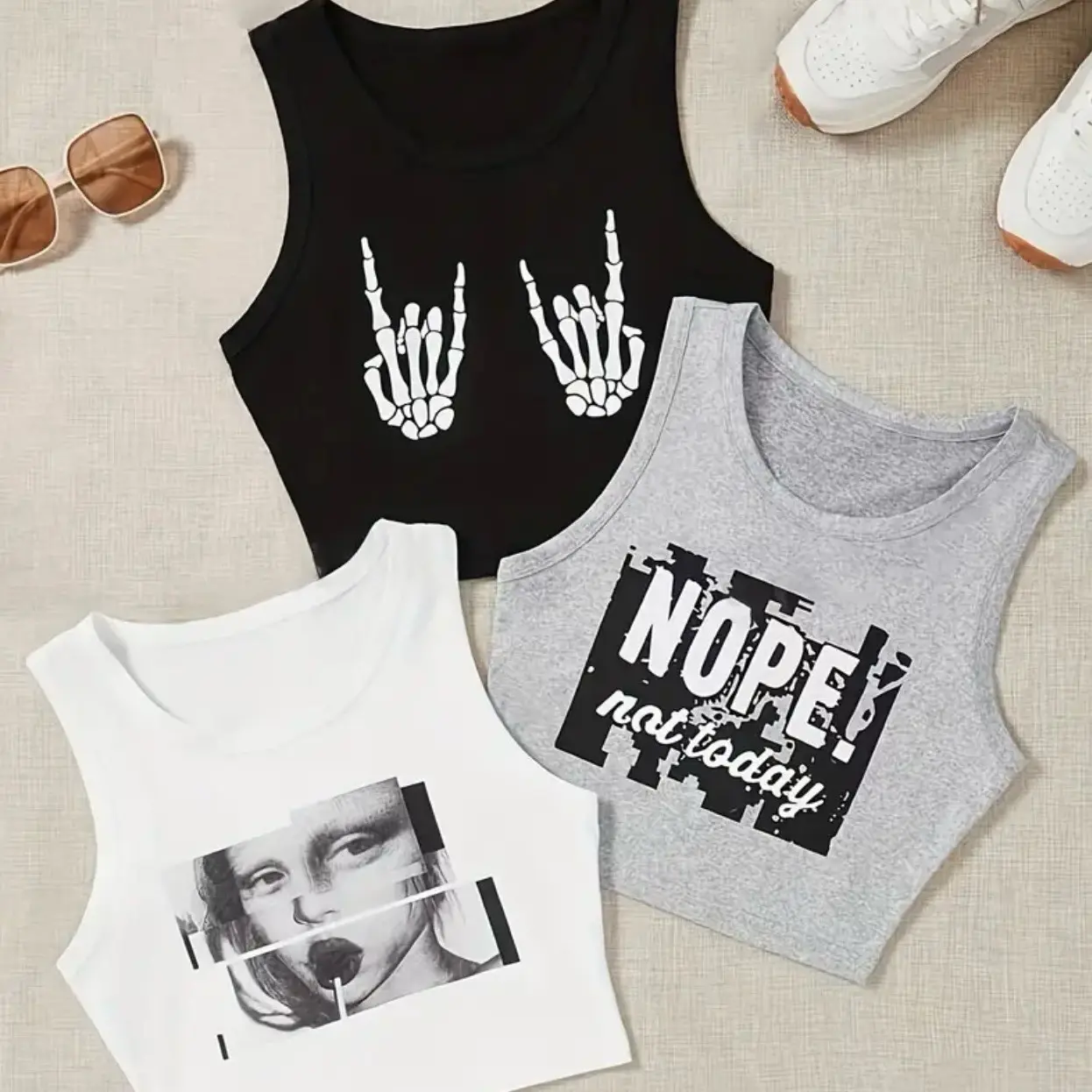 Women's Ribbed Short Crop Tank Top - Casual Slim-Fit, Sleeveless Crew Neck for Summer Everyday Wear