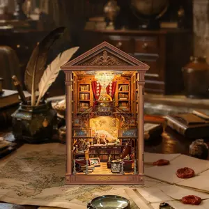 Bookstore Book Corner DIY Craft Kit, Mini Dollhouse Set, Magic Store Furniture Accessories, Adult Handmade Model Art Kit, 3D Wooden Puzzle, Gift Idea
