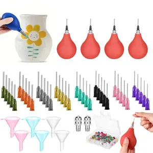 53Pcs Pottery Tools Supplies Ceramic Precision Applicator, Precision Tips Applicator for Ceramic Bottles Glaze 3 Ounce Clay Tools Set, Slip Trailing Pottery Glaze Squeeze Bottle