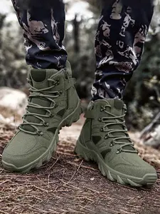 Men's Anti-Slip Wear-Resistant Hiking Boots, Outdoor Comfortable Training Shoes, Work Motorcycle Boots, Ankle Height, All Seasons, Lightweight Hiking Boots