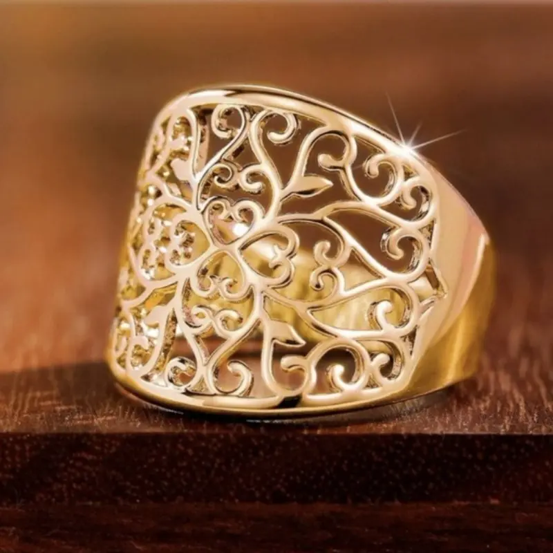 Vintage Chubby Cut Ring for Women - Wide Bridal & Engagement Band - Unique Personalized Fashion Jewelry Gift for Her Craftsmanship Distinctive Finger Rings