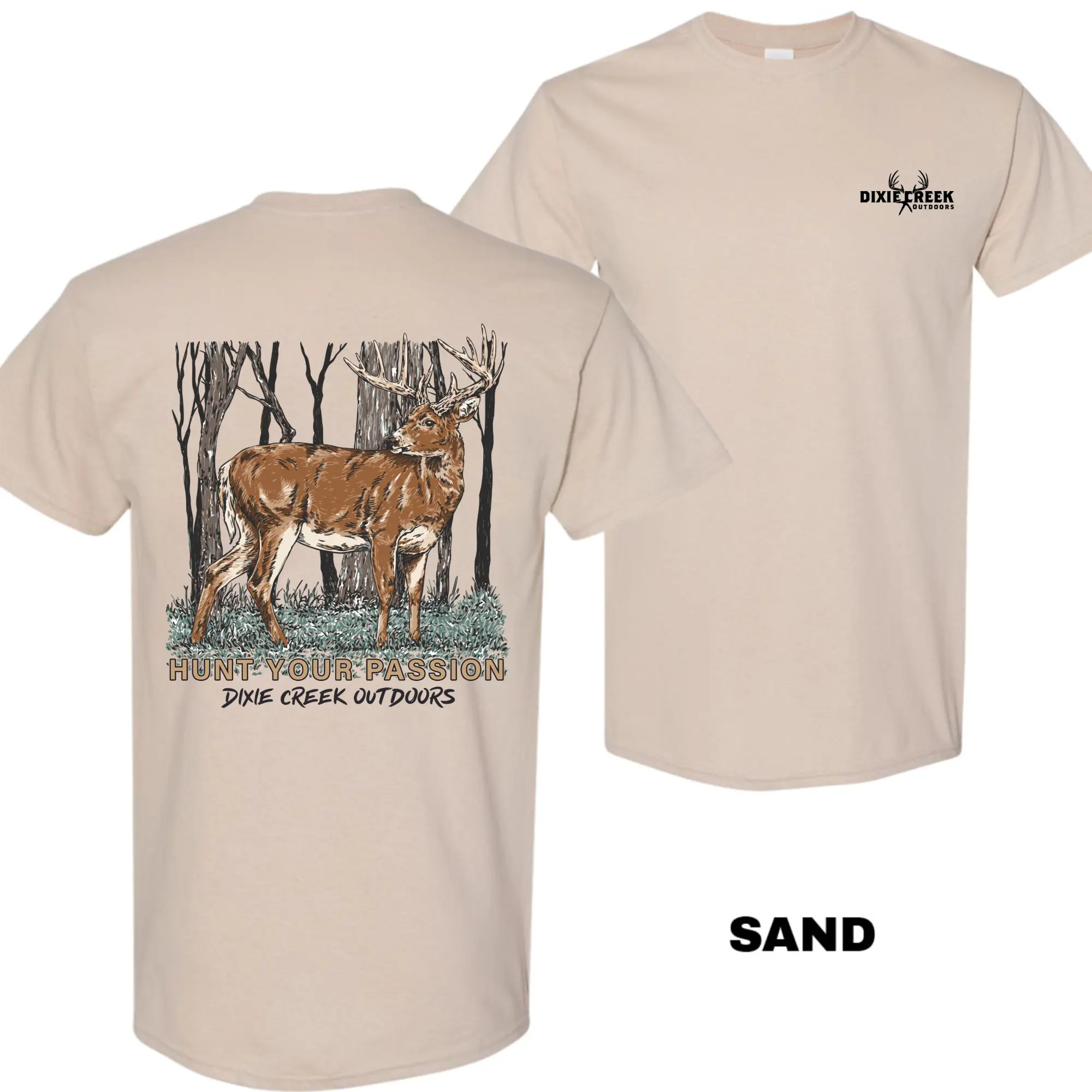 Dixie Creek Whitetail Deer T-Shirt, Double-Sided Hunting Graphic Tee, Outdoor Shirt for Men and Women
