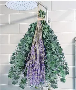 70 Pcs Natural Real Preserved Eucalyptus Stems & Dried Lavender Bundles for Shower - Set of Decorative Leaves with Natural Lavender Flowers
