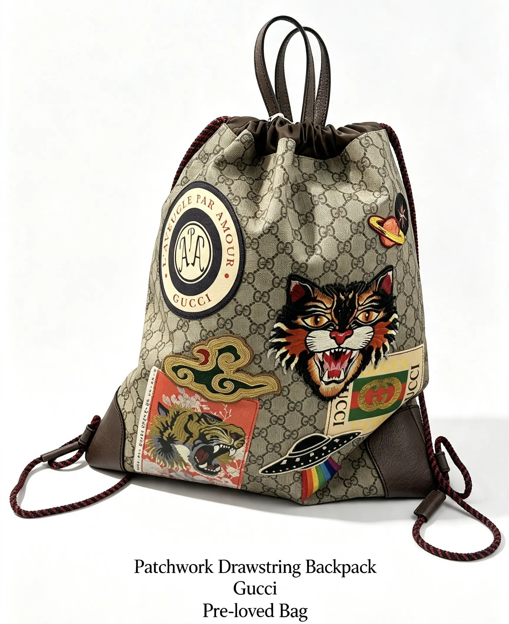 Pre-owned GUCCI backpack is from the Courrier collection and features signature GG A101185