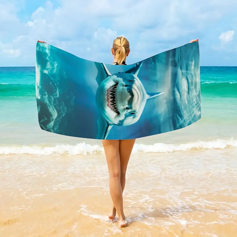 Thick Microfiber Beach  Deep Sea Shark Pattern Suitable For Travel Beach Camping Large Size Bath  Graduation gifts for boyfriend towel fdt