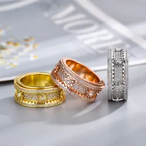 A full-diamond rotating gear ring with a starry sky design, suitable for both men and women, a fashionable and unique couple's ring, a versatile piece of jewelry with a touch of understated luxury. nature inspired adjustable Retro engagement anniversary
