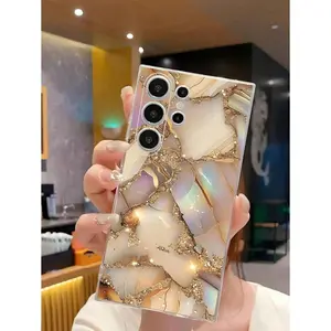 1pc Gold Marble Cracked Transparent Soft Phone Case Suitable For Galaxy A04e/12/A13/A14/A34/A50/A52/A53/A54/S21/S22/S23/S24/S25/S25 Ultra Waterproof Shockproof Anti-Fall Scratch Resistant