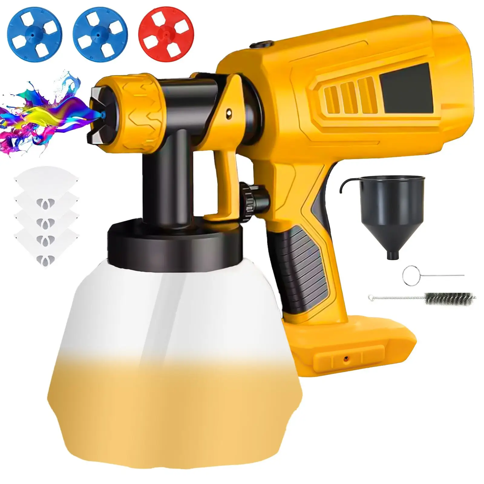 (with or without battery)Cordless Paint Sprayer for DEWALT 20V Battery HVLP Electric Spray Paint Gun with 4 Nozzles & 1000ml Capacity Container for Pa