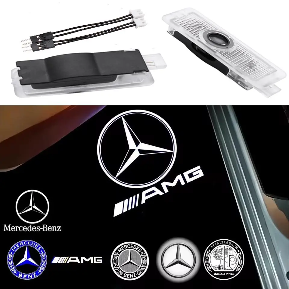 2026 New 2Pcs Car Door Welcome Light Led HD Projector Lamp Courtesy Lights For Mercedes Benz C117 W117 E COUPLE C207 C205 A205 W218 C218
