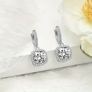 1pair 0.5/1.0 Carat Moissanite, Bag Earrings For Men, 925 Sterling Silvery, Including Gift Box Perfect Gifts For Women Valentine's Day wedding artificial gemstone earrings
