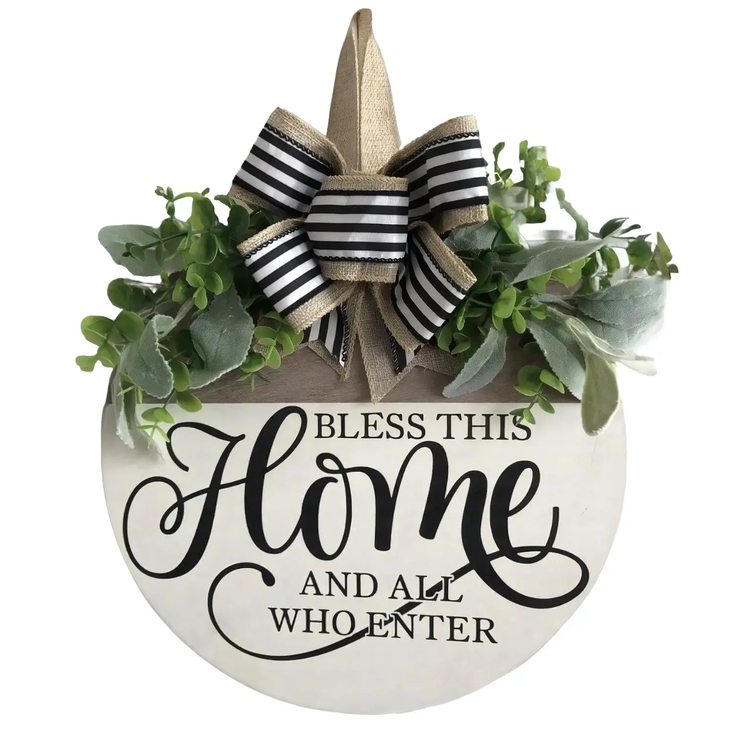 Welcome Sign for Front Door, Rustic Round Wood Wreaths Wall Hanging Outdoor Decor