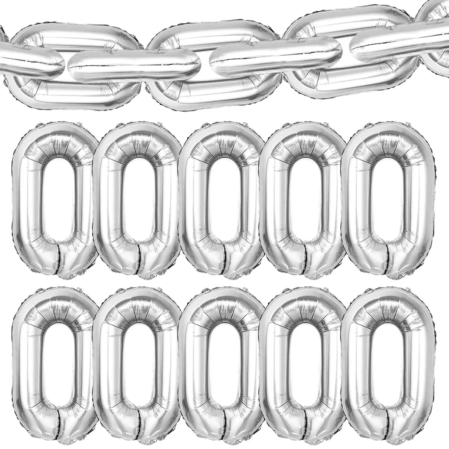 Big Silver Chain Balloons - 16 InchPack Of 30 | Chain Link Balloons90S Party Decorations | Chain Balloons SilverNotorious One Birthday Decorations | Link BalloonsHip Hop Party Decor