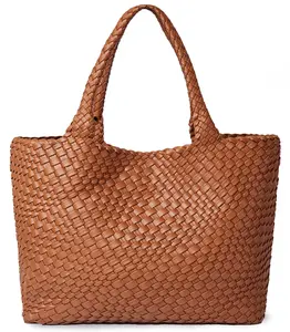 Woven Tote Bag for Women Woven Shoulder Bag Fashion Top Handle Soft Vegan Leather Shopper Hobo Bag Tote Elegant Handbag for Work Travel