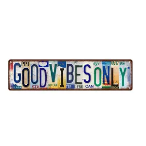 Vintage Good Vibes Only art Poster，Metal Sign Tin Street Signs，Man Cave Home Wall Decor，16 x 4 Inches，Suitable for Bars, Cafes，office, Bedrooms and Rooms as Funny Metal Wall Art, Convey warm Emotions Birthday Gifts