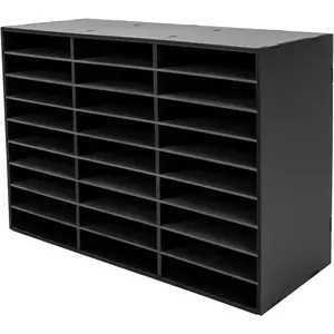 Mail Sorter Organizer Black Mailbox for Classroom 27 Compartments Literature Organizer Desktop File Sorter Paper Organizer for Home School Office (27 Slots Black)