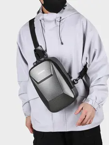 1pc Men's chest bag, crossbody bag, Zipper Fanny Pack, solid color zipper closure, fashionable, simple, casual, versatile, exquisite, trendy, practical, personalized, suitable for daily commuting, dining, dating, shopping, men's chest bag