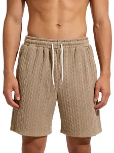 Men's Solid Color Knit Jacquard Textured Drawstring Casual Shorts Menswear Tropical jorts outfit men camo shorts camo shorts men's shorts 5 pack board  shorts breathable athletic short
