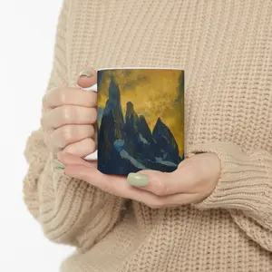 Cerro Torre Patagonia Landscape Mug | Golden Sky, Night Peaks Ceramic Mug
