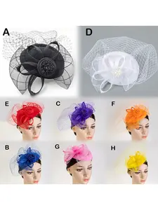 Women's Bowknot Mesh Face Cover Veil mesh Hair Headpiece, Party Hat, Halloween Christmas Derby Church Wedding Race Day Cap, Plain Design