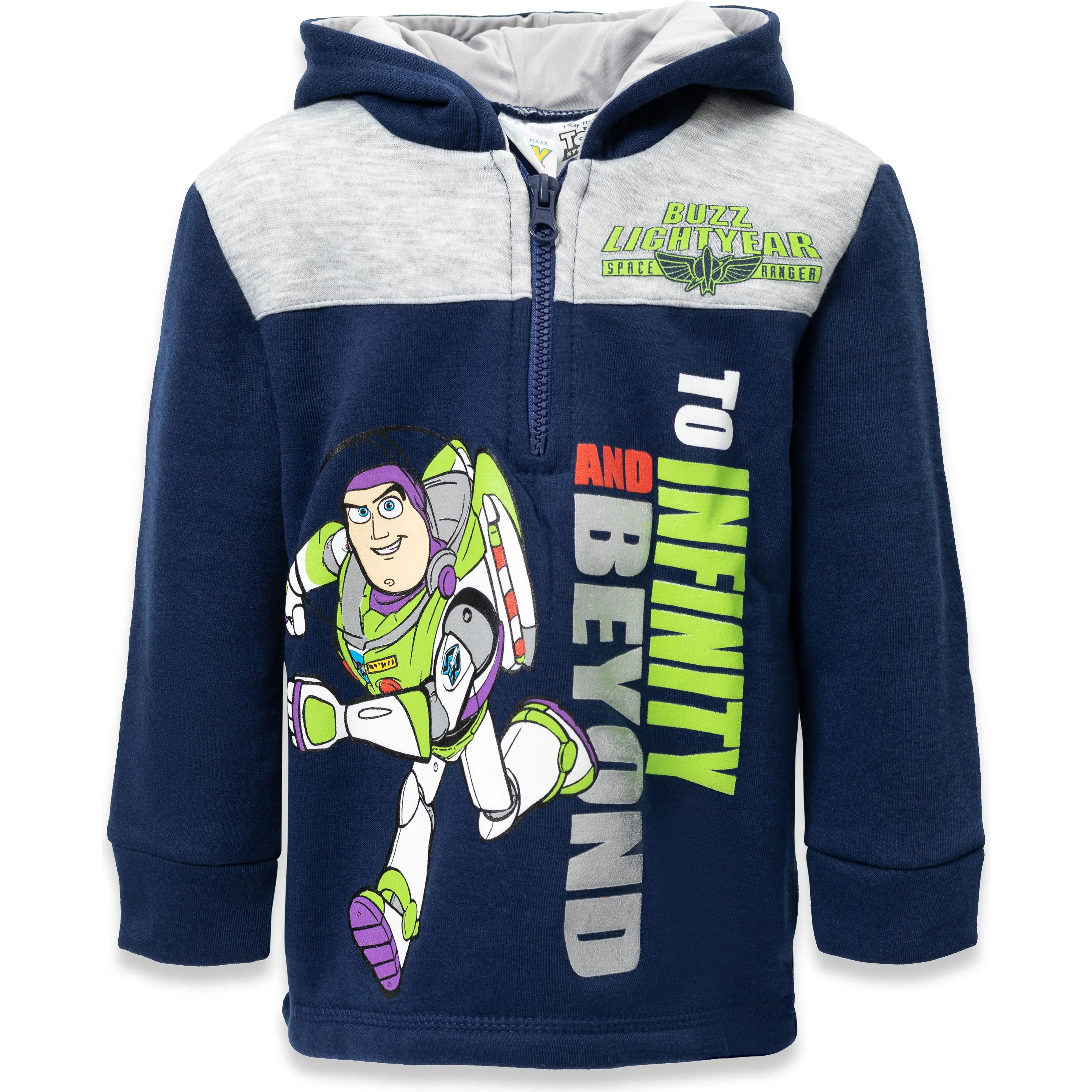 Disney Toy Story Boys' Fleece Quarter-Zip Hooded Sweatshirt for Baby & Kids
