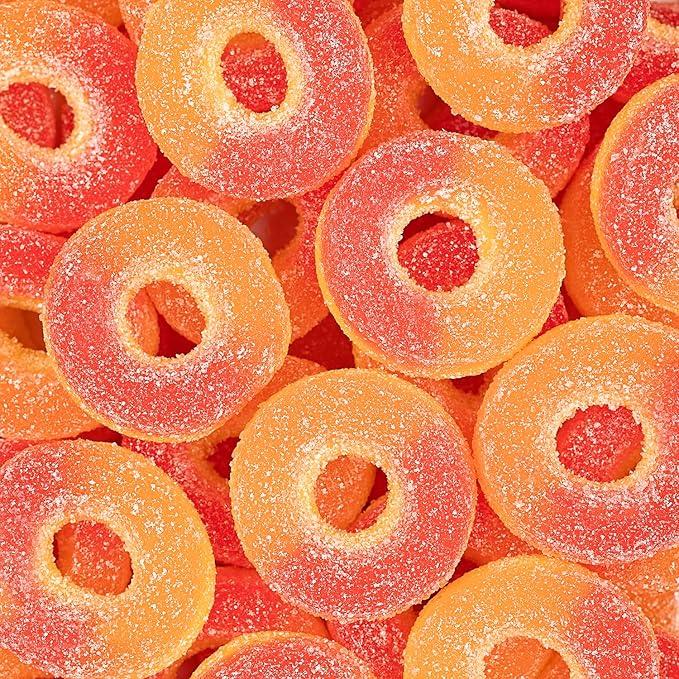 Kervan Candy Bebeto Peach Rings - Fruity, Soft, Sweet & Sour Gummy Candy Bulk for Kids, Gift Snacks and Parties - Peach Gummies Big Party Size Bag (5 lbs)