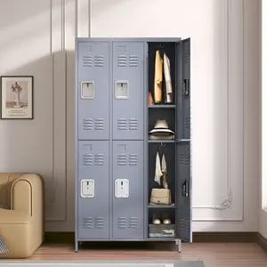 6 Door 72"H Metal Lockers With Lock for Employees,Storage Locker Cabinet for Home Gym Office School Garage,Gray
