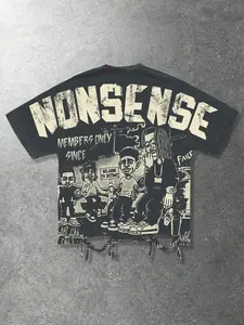 Y2K men's rap artist printed bat sleeve T-shirt loose fit, hip-hop cartoon portrait printed loose fit shirt suitable for both men and women, Unisex street fashion party nightclub casual wear short sleeved shirt Y2K, Streetwear, Relaxed fit