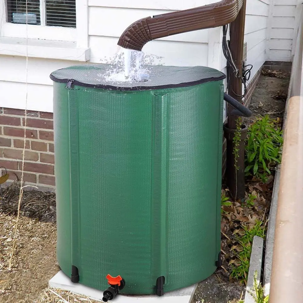 100 Gallon Rain Barrel Outdoor Patio Water Storage Barrel Green