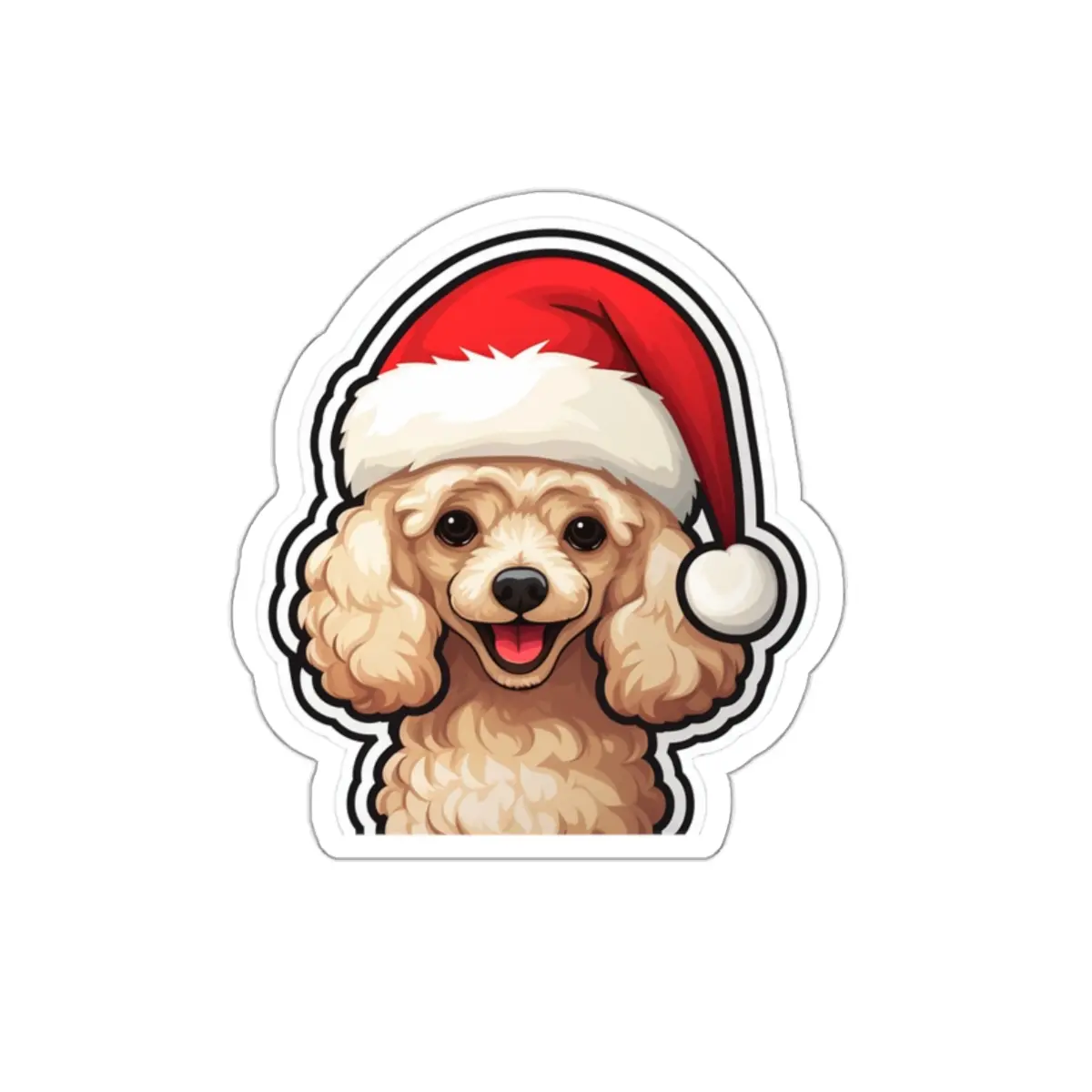 Christmas Poodle Die-Cut Stickers - Holiday Animal Stickers, Festive Pet Decals, Cute Dog Planner Stickers, Winter Puppy Scrapbook Adhesive,