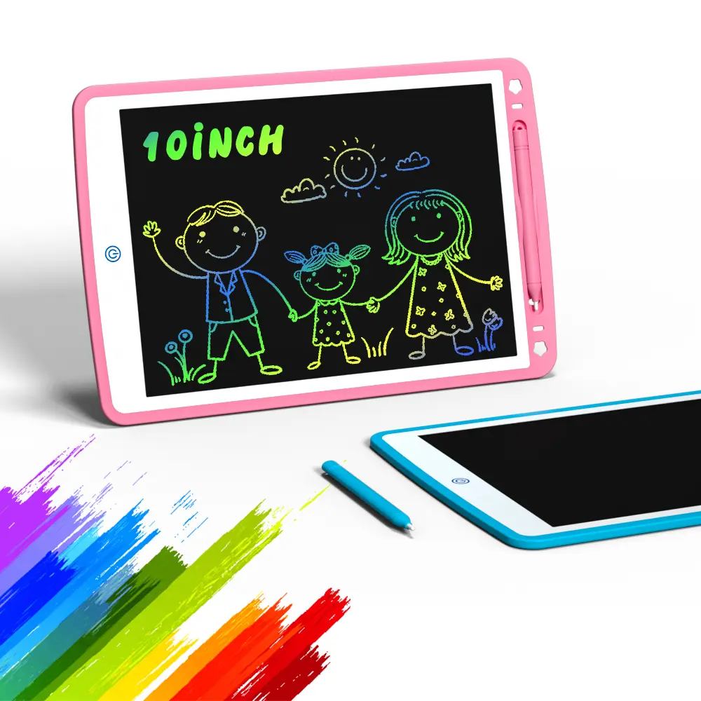 10-Inch Large Digital LCD Drawing Tablet for Kids - Portable Reusable Color LCD Art Writing Board with Eraser Button, Flexible Liquid Crystal, Lock Switch, 1-Week Delivery, Ideal Children's Gift