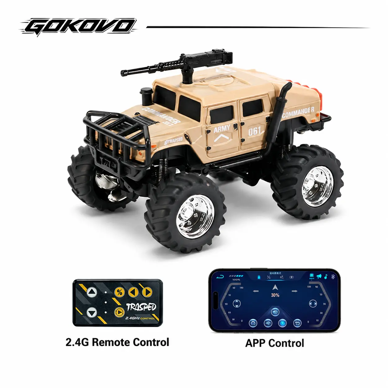 1/64 Mini RC Monster Truck RC Model Car - Metal Off-Road Vehicle with Trailer, 2.4GHz Battery-Powered Remote Control All-Terrain Car, 3-Speed Adjustable, USB-C Rechargeable Desktop Play Toy, Ideal Gift for Kids (Valentine, Birthday)