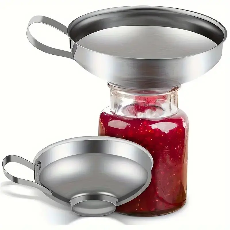 Wide-Mouth Canning Funnel With Handle For Mason Jar,Stainless Steel Kitchen Funnel For Regular and Wide Mouth Jars, Kitchen Cooking Accessories