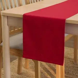 Table Runner 13"x72" Long Cotton Canvas Fabric Deep Red Solid Color Machine Washable & Durable