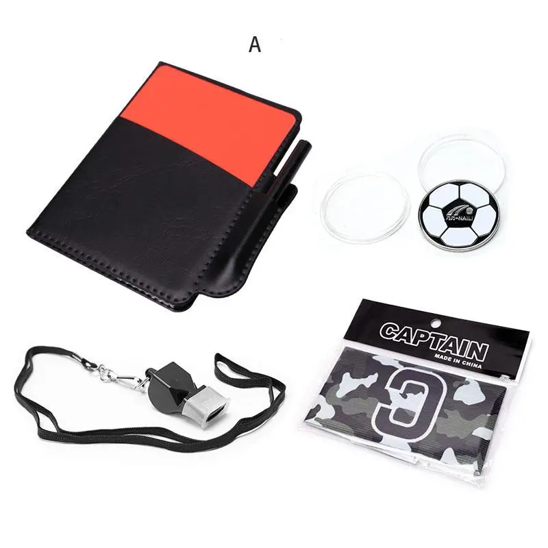 Football Referee Set, Soccer Referee Kit, Sports Football Training Referee Accessories Armband for Adult Teenager, Whistle, Essential Referee Tools, Durable Pvc Material