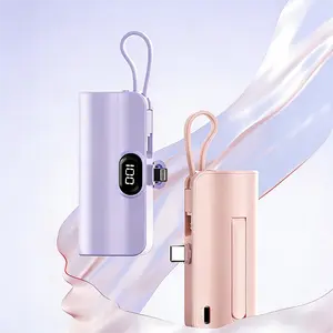 2-Pack 5000mAh Mini Portable Charger Power Bank Output Fast Charging Lightning Type-C for iPhone Smartwatch Pad Earphones