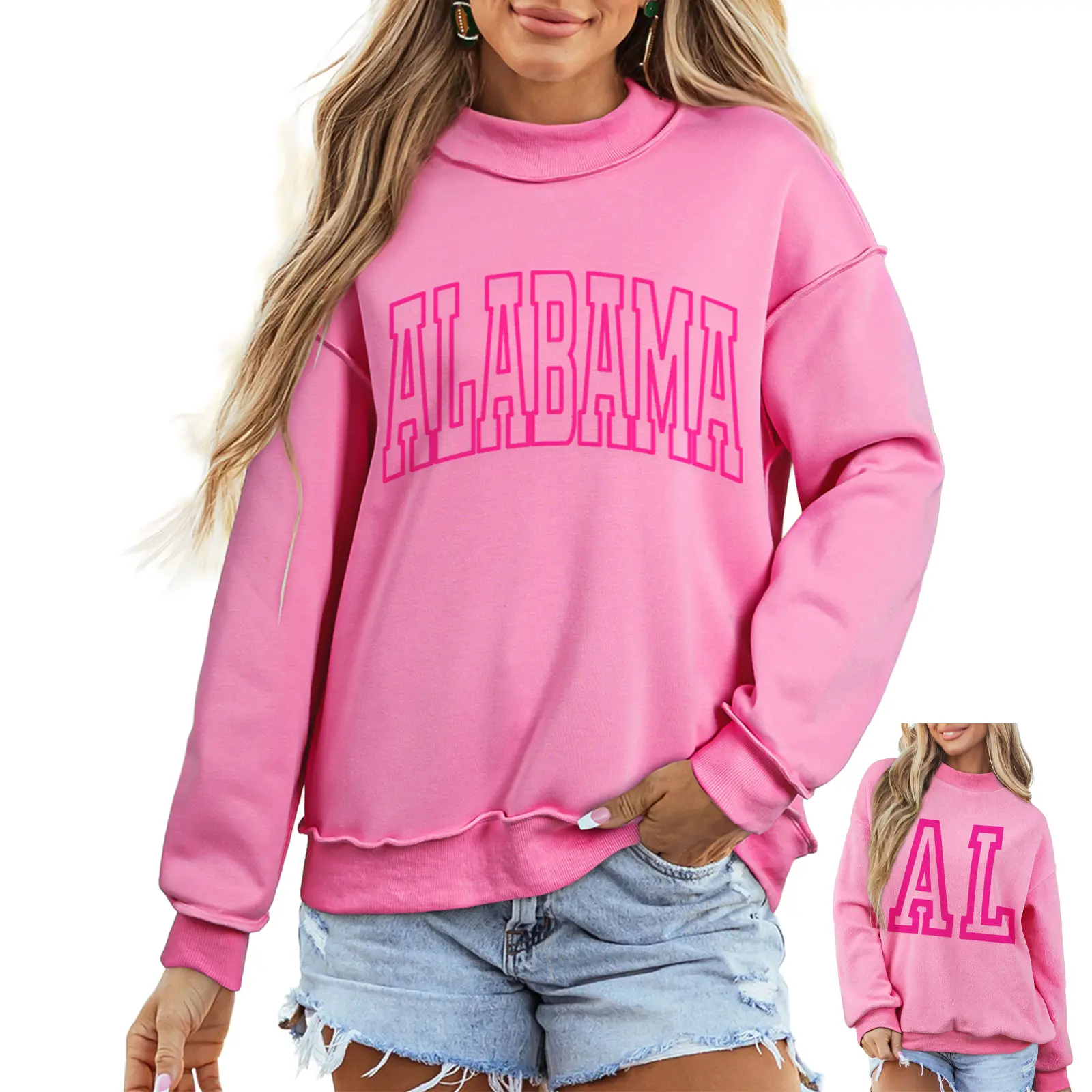 ALABAMA Printed Double Wear Mock Neck Reversible Sweatshirt