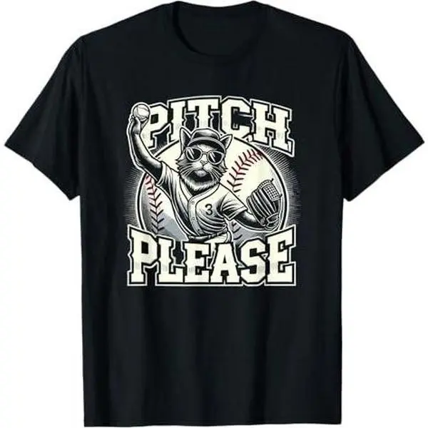 Pitching Baseball Player Cat, Pitch Please, Baseball Pitcher T-Shirt