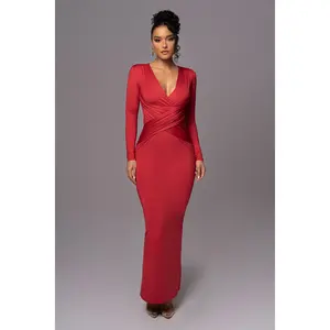 Red Rowan Plunge Maxi Dress