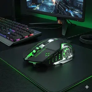Wireless RGB Gaming Mouse with Silent Optical Sensor, Ergonomic Design Anti-Slip Sweatproof Comfort Grip & Palm Rest, Plug and Play USB Receiver with Dustproof Anti-Loss Cap for Esports Streaming Office Programming Creative Design Multi-Scene Use