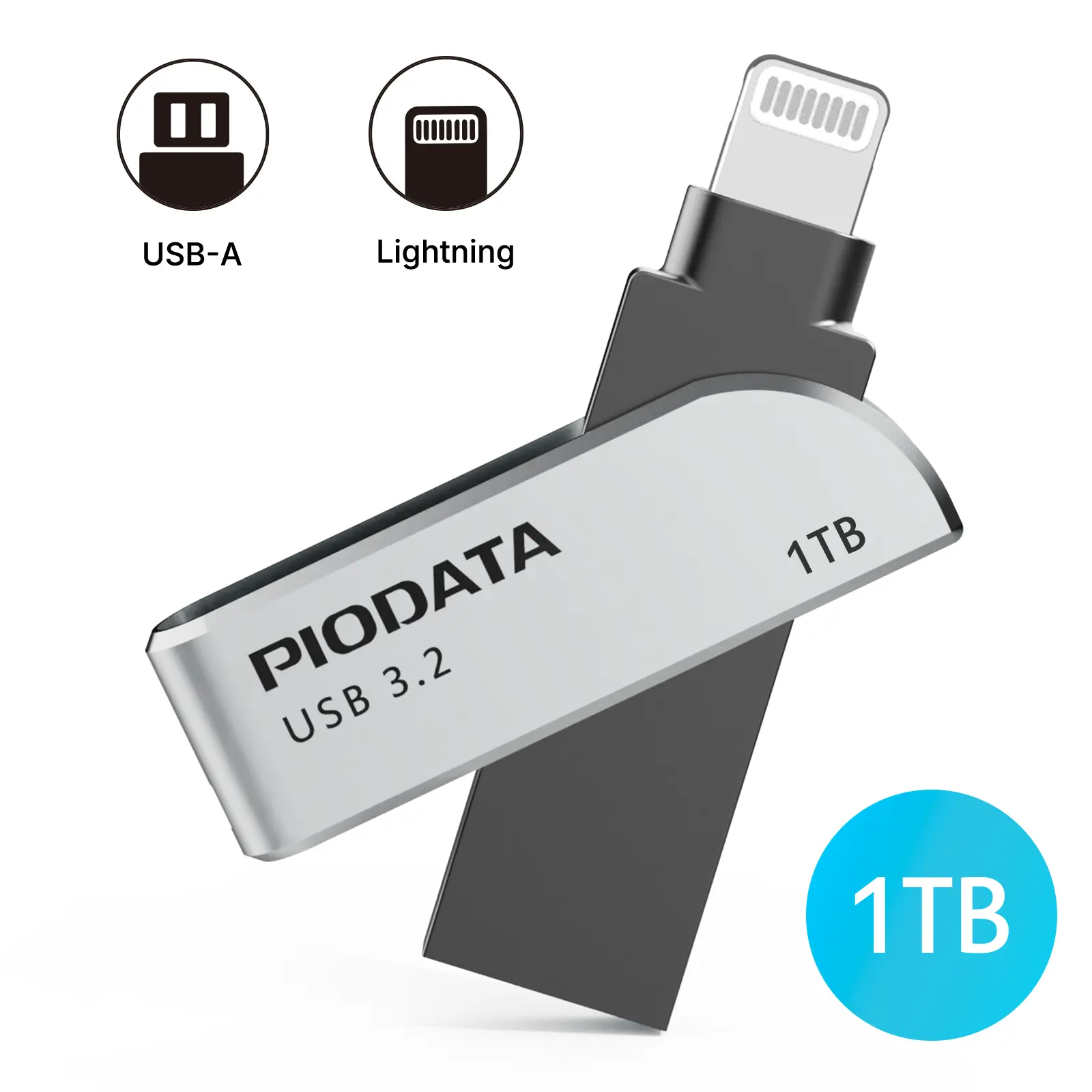 iXflash 1TB Lightning & USB A 3.2 Photo Stick Flash Drive for iPhone, iPad, Mac Space Gray
