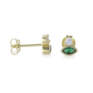 EMERALD OVAL STUD EARRINGS